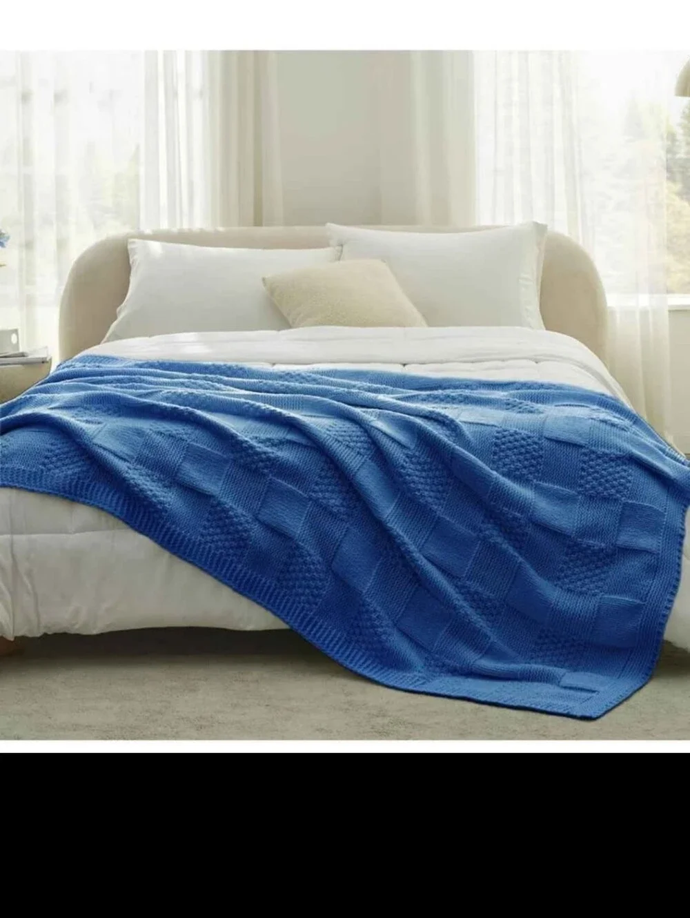 Amélie Home Checkered Chenille Knit Throw Blanket for Couch, Classic Texture Dec